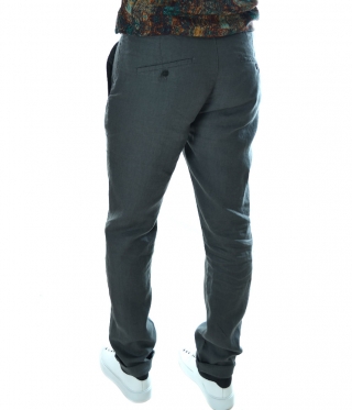 Ленен Мъжки панталон цвят графит