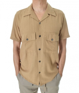 Мъжка ленена лятна риза с къс ръкав