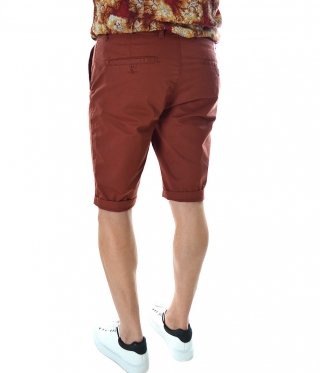 Мъжки летни къси панталони цвят тухла