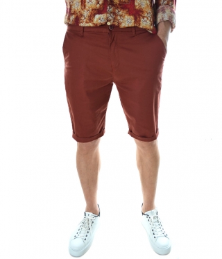 Мъжки летни къси панталони цвят тухла
