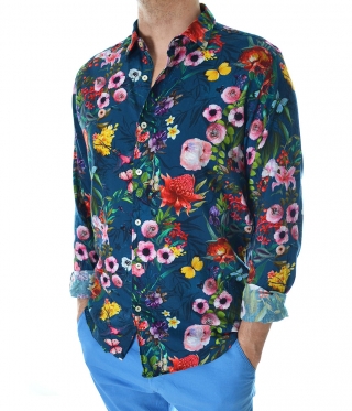 Мъжка цветна лятна риза флорален десен