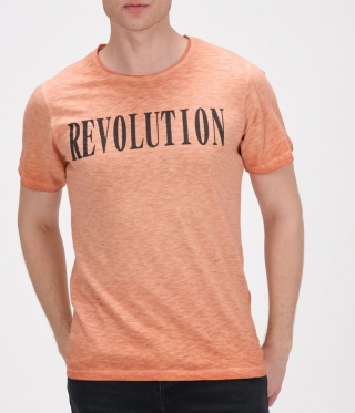 Мъжка оранжева тениска варен памук
