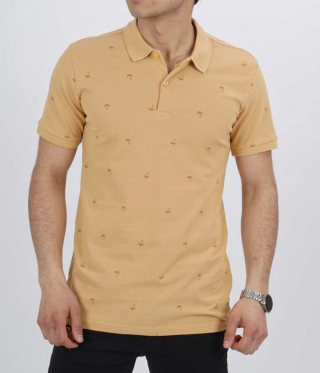 Мъжка тениска с якичка цвят горчица