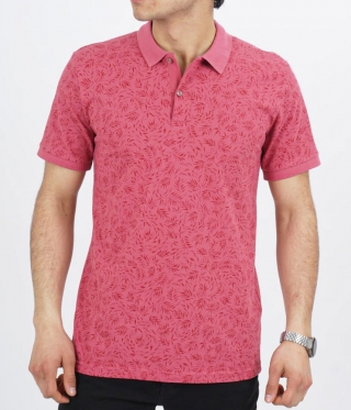 Мъжка тениска с якичка цвят корал