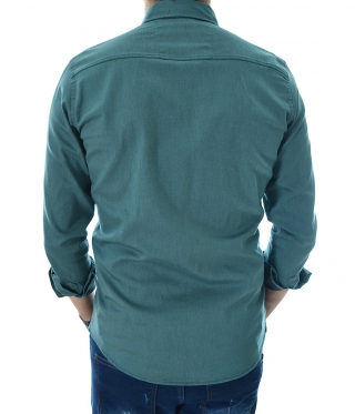Зелена мъжка спортна риза с джобове
