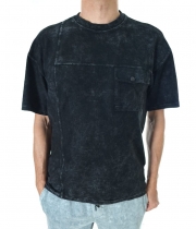 Мъжка черна ефектна тениска варен памук