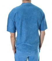 Мъжка ефектна тениска варен памук в синьо