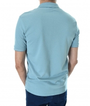 Мъжка стилна тениска с якичка синьо-зелен цвят
