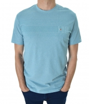 Мъжка тениска обло деколте синьо-зелен цвят
