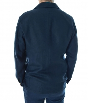 Мъжко тъмно-синьо ленено сако Сафари модел