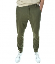 Мъжки панталон лен-памук ластична талия зелен