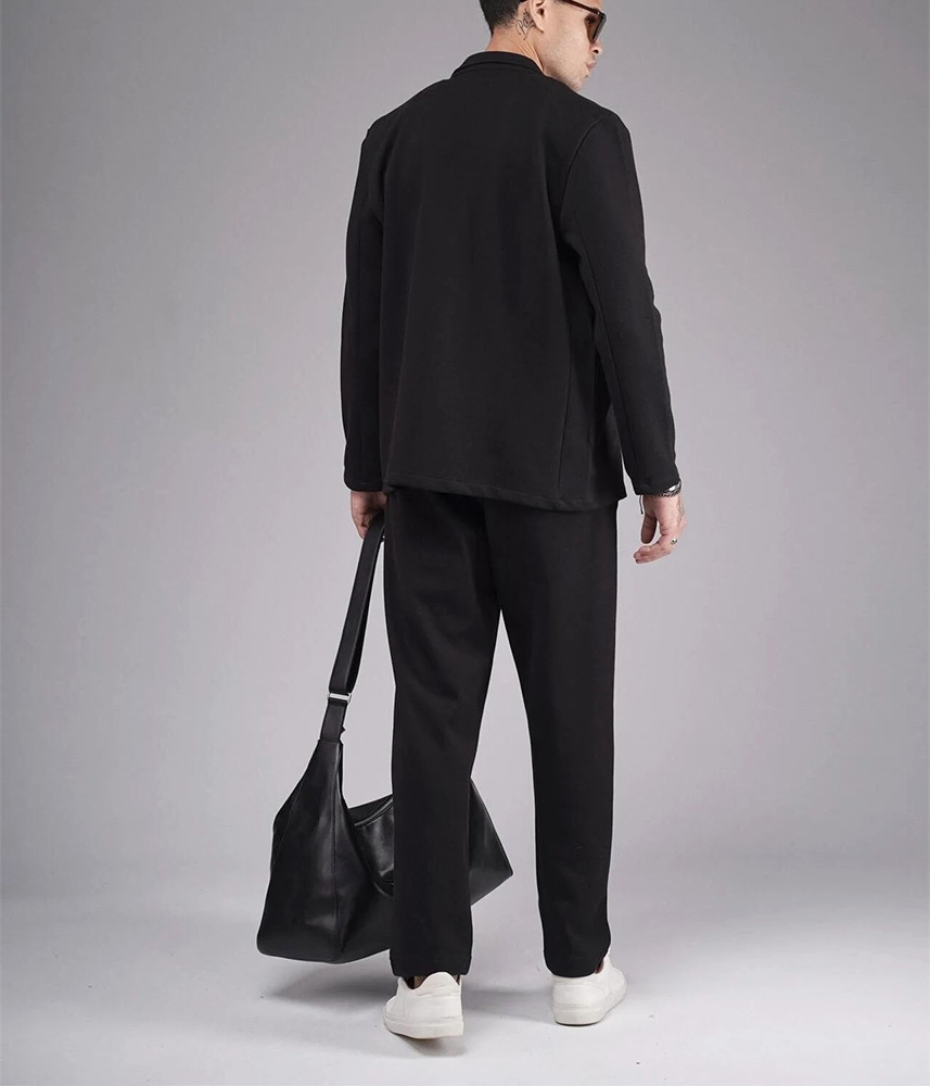 Мъжки спортно-елегантен костюм Relaxed Fit - черен