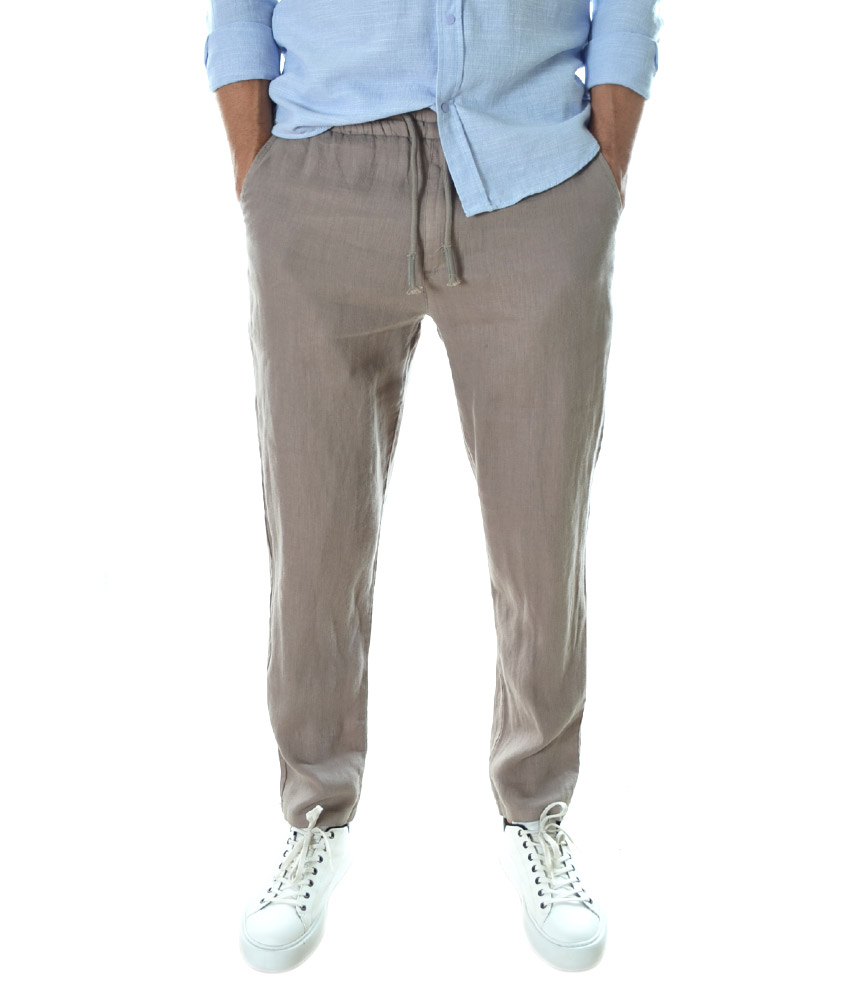 Мъжки панталон 100% Лен Relaxed Fit - grigio