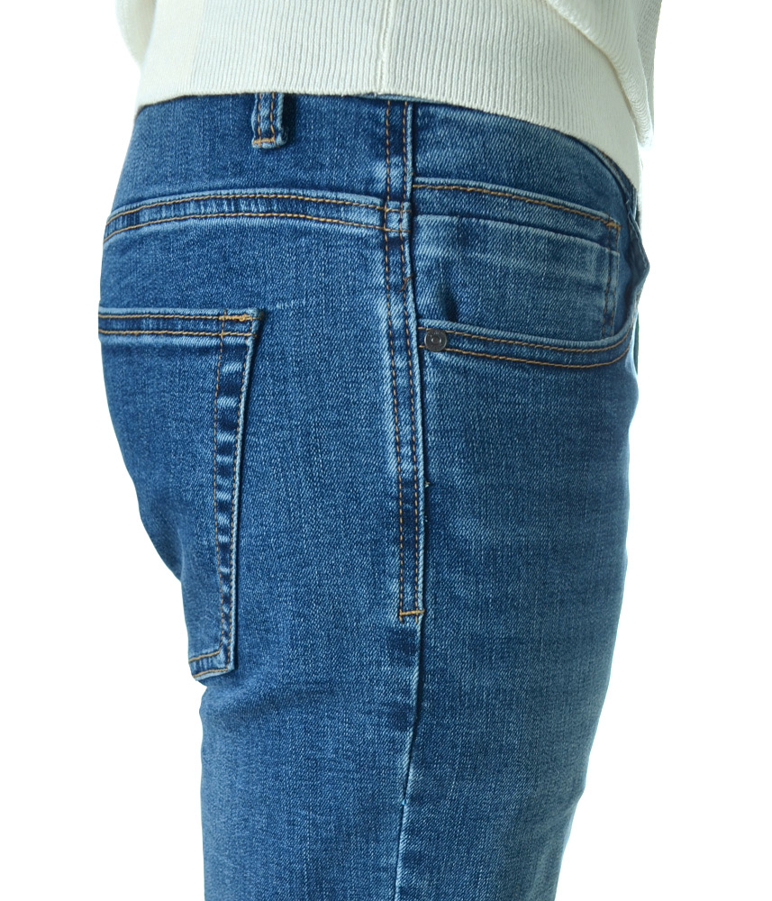 Мъжки Slim Fit дънки без кръпки - сини