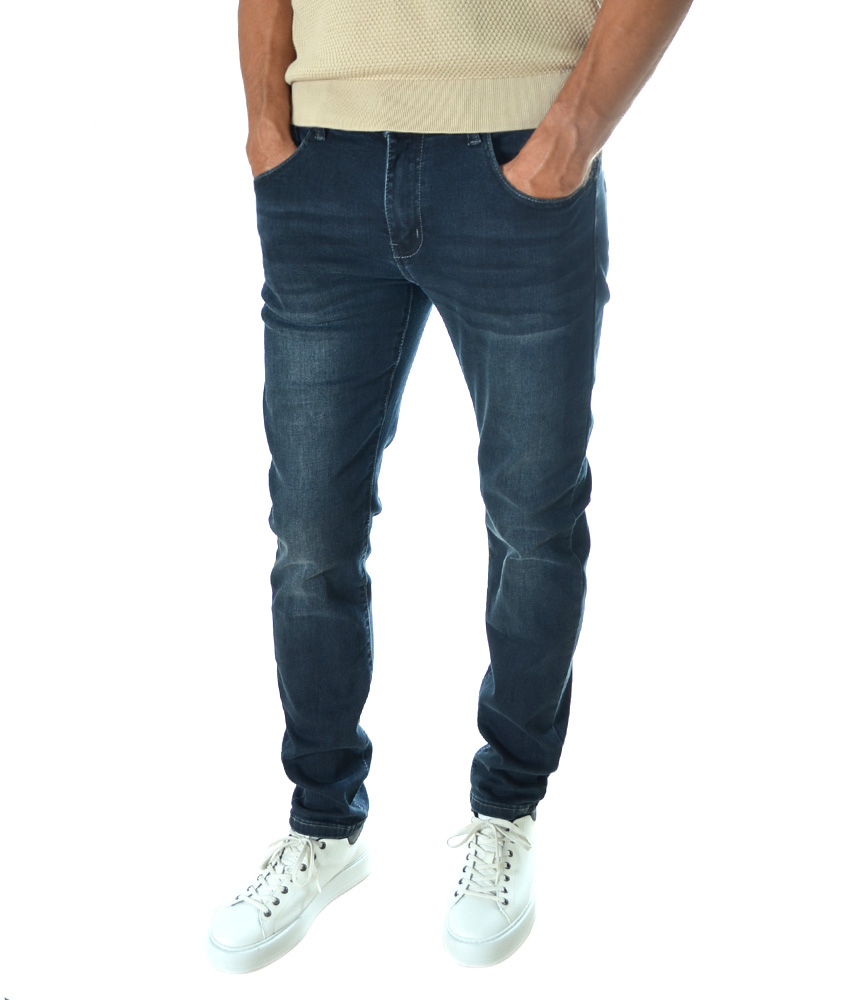 Мъжки тъмносини Slim Fit дънки изчистен модел