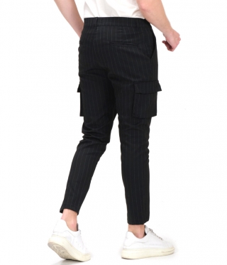 Черен Мъжки спортно елегантен карго панталон 