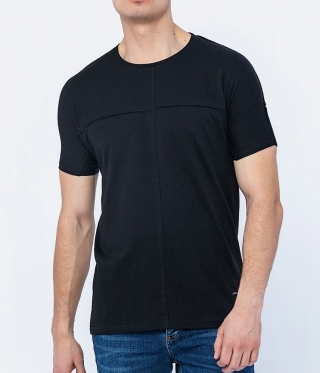 Мъжка черна стилна тениска Реглан ръкав