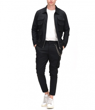Мъжко черно спортно елегантно яке с външни джобове