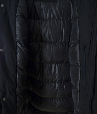 Мъжко черно зимно яке промазка с качулка