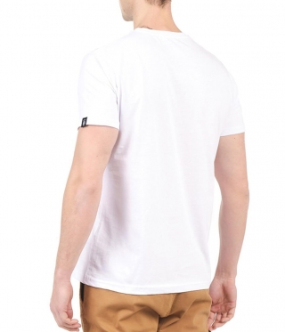 Мъжка бяла тениска с преден принт джоб