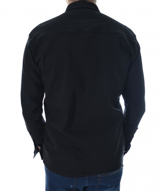 Мъжка черна дънкова риза с джобове