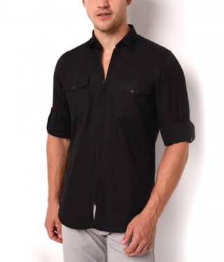 Мъжка черна риза с цип
