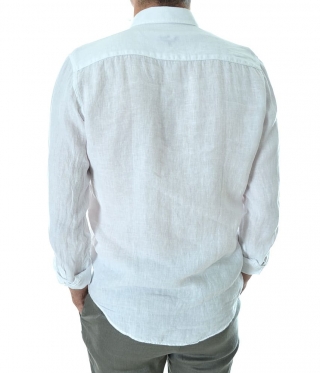 Мъжка бяла ленена риза елегантен модел Premium