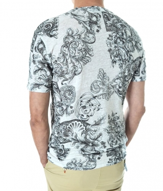 Ленена Мъжка тениска от с флорални мотиви