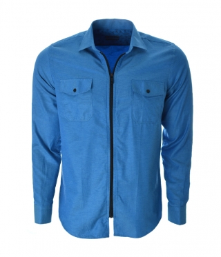 Мъжка синя риза с цип