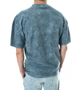 Мъжка ефектна тениска варен памук графит