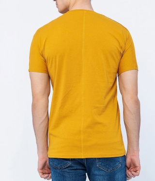 Мъжка стилна тениска Реглан ръкав цвят горчица