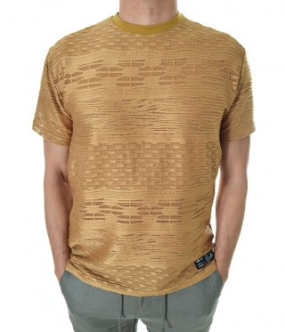 Мъжка ефектна тениска цвят старо злато