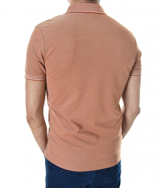 Мъжка стилна тениска с якичка цвят охра