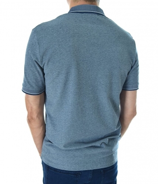 Мъжка синя стилна тениска с якичка