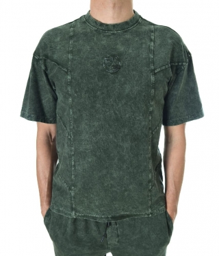 Мъжка ефектна тениска варен памук в зелено