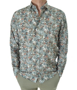 Мъжка вталена елегантна риза флорален принт