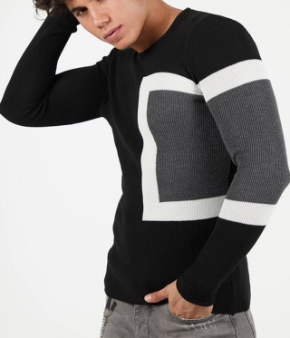 Мъжки черен втален пуловер