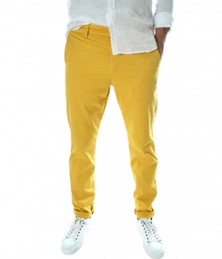 Мъжки спортно елегантен панталон в жълто