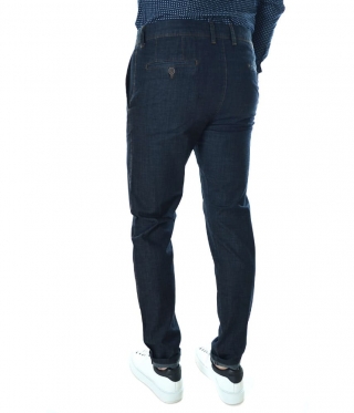 Мъжки летен дънков панталон с италиански джоб