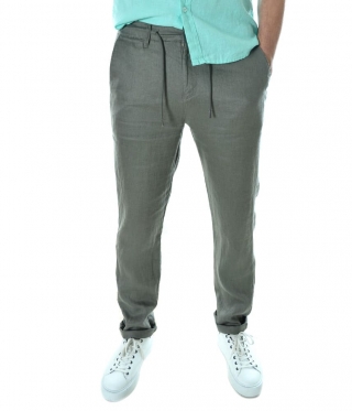 Мъжки ленен панталон Premium модел зелен пастел