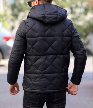 Мъжко черно яке с качулка