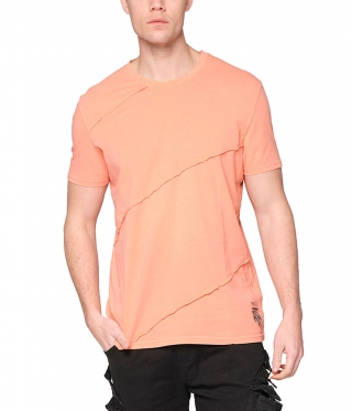 Памучна мъжка тениска в оранжево