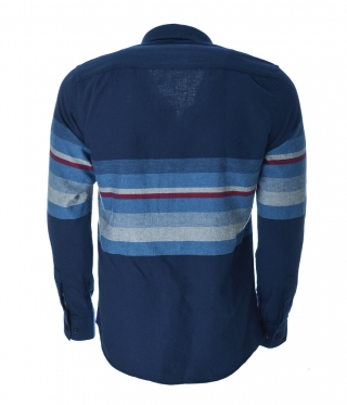 Мъжка синя риза плътен памук сезон есен-зима