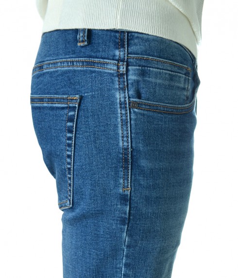 Мъжки Slim Fit дънки без кръпки - сини
