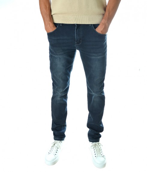 Мъжки тъмносини Slim Fit дънки изчистен модел