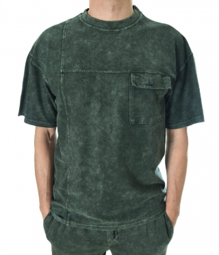 Зелена Мъжка тениска варен памук овърсайз