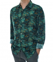 Ефектна Мъжка зелена лятна риза флорален десен