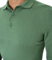 Мъжки стилен пуловер с якичка-фино плетиво,зелен