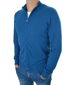 Мъжка стилна жилетка с цип - Петролено син