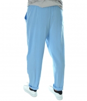 Небесно син мъжки панталон лен с памук Relaxed Fit